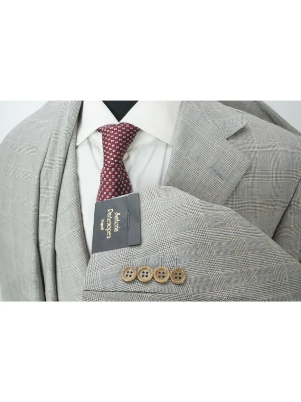 Sartoria Partenopea Gray Plaid Wool 2 Pc Suit Jacket Pants Sz 50 EU BRAND NEW